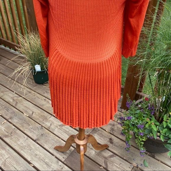 Pumpkin Spice Open Knit Cardigan Skirted Hem Fall - Picture 3 of 10
